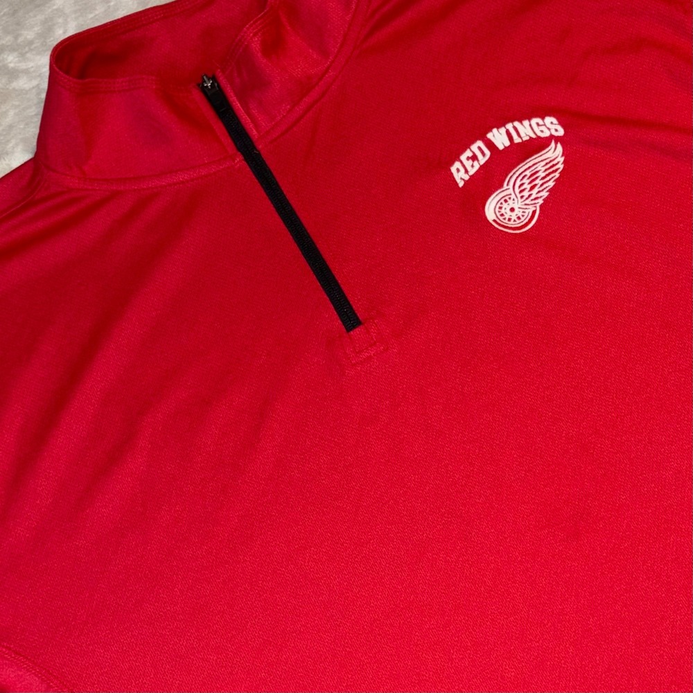 NHL Detroit Red Wings Mens XL Quarter Zip Pullover Red Long Sleeve Performance